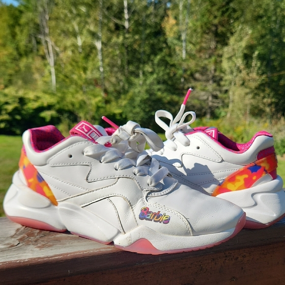 Barbie White Sneakers with Pink and Orange Accents - Picture 1 of 1